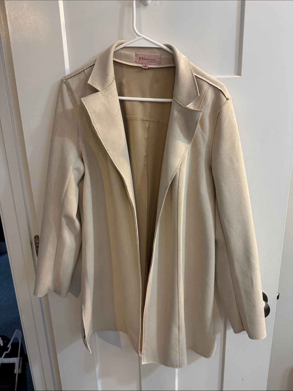 Philosophy Light Cream Open-Front Trench Coat